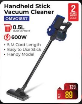 Handheld Stick Vacuum Cleaner, 0.5L Dust Capacity, 600W, 5 mtr Cord Length, Easy to Use Stick, Handy Model