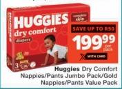 Huggies Dry Comfort Nappies/Pants Jumbo Pack/Gold Nappies/Pants Value Pack