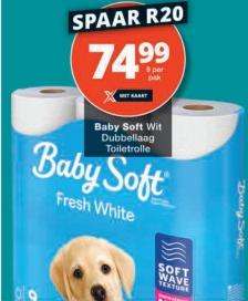 Baby Soft Fresh White Toilet Paper 9 roll 