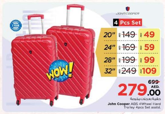 John Cooper ABS 4 Wheel Hard Trolley 4 pcs Set