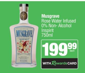 Musgrave Rose Water Infused 0% Non-Alcohol Inspirit 750 ml 